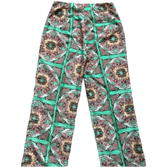 Gianni Bini Women's Medium Green Red White Geometric Paisley Print Flowy Pants - Picture 13 of 16
